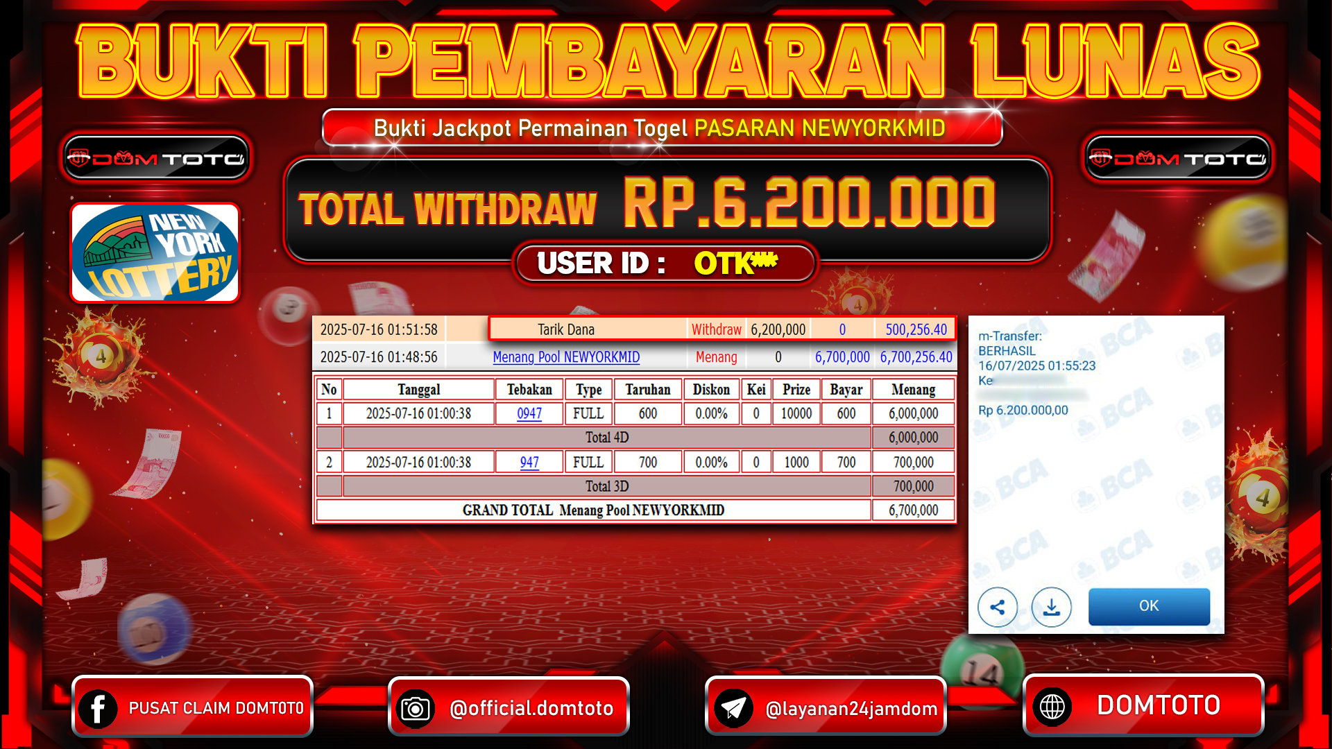 JACKPOT TOGEL PASARAN NEWYORK MIDDAY 16 JULI 2025